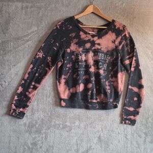 Abercrombie & Fitch Black and Pink Tie-Dye Top